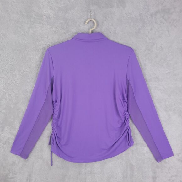 IBKUL Golf Tennis Top Shirt Womens XL Purple Long Sleeve 1/4 Zip UPF 50 Rushed - Picture 7 of 13